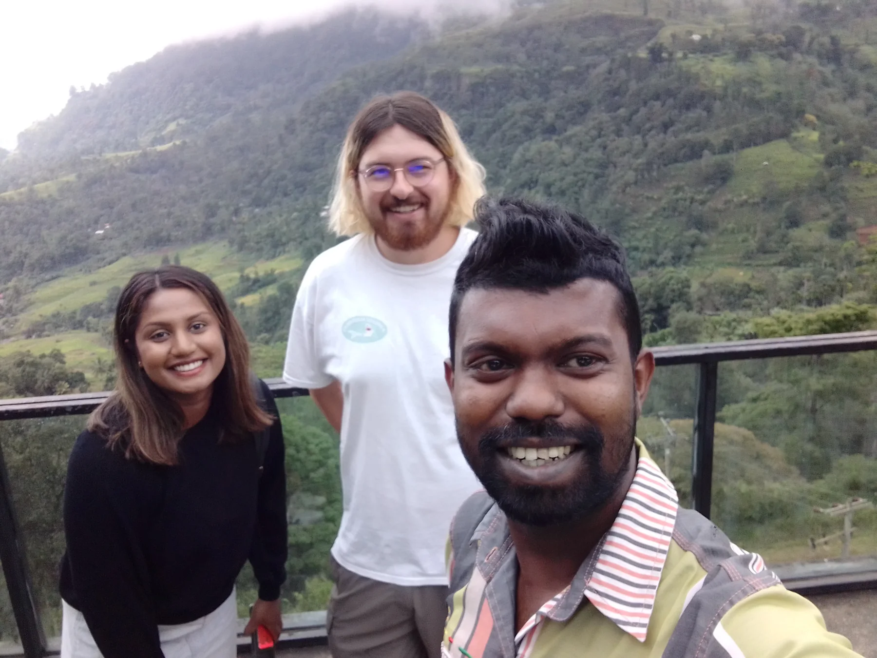 Travellers at a mountain viewpoint